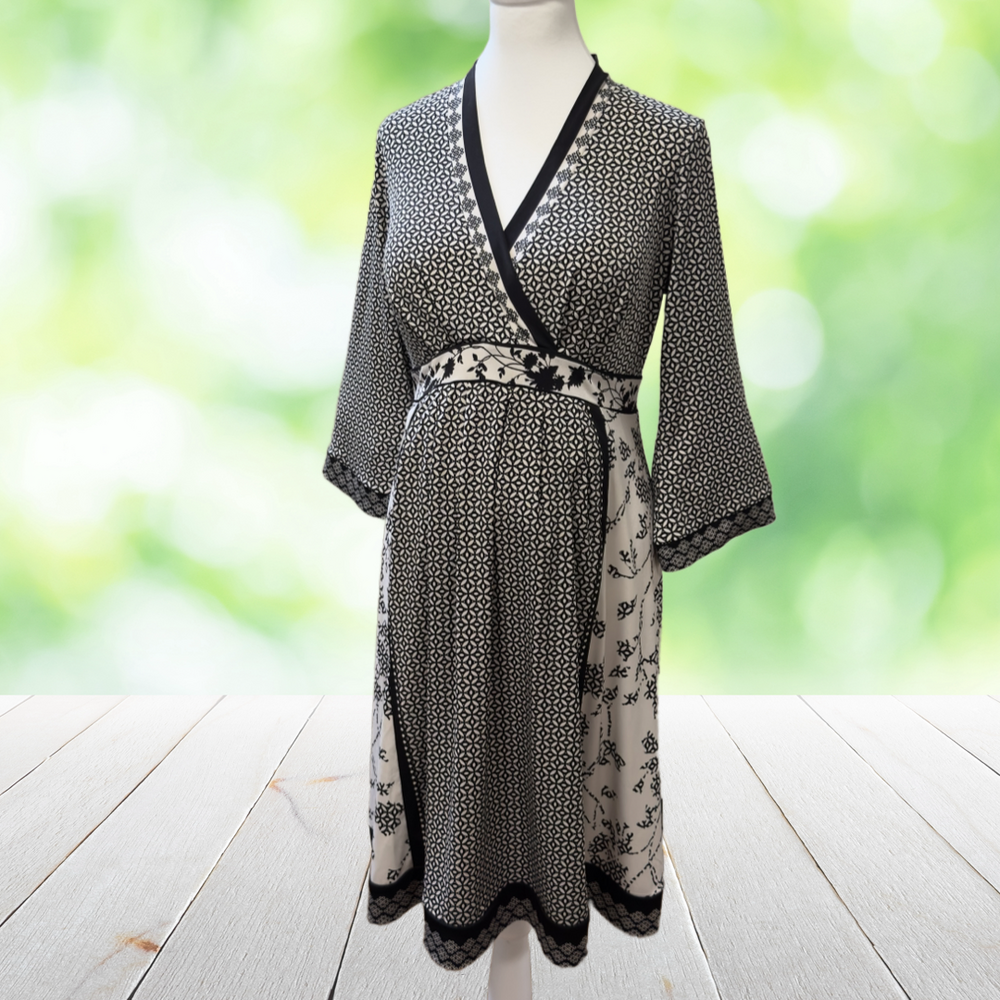 Vintage Y2K A PEA IN THE POD Boho Maternity Dress Patchwork Jersey Surplice Sz S